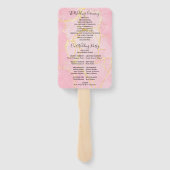 Signature Script Pink Gold Marble Wedding Program Handwaaier (Achterkant)