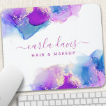Signature Script Purple Blue Alcool Encre<br><div class="desc">Signature Script Purple Blue Alcohol Enk Pad Souris. Elégant violet bleu alcool encre à la main style calligraphie script design professionnel. Parfait pour les maquilleurs,  coiffeurs,  cosmétologues,  et plus encore !</div>