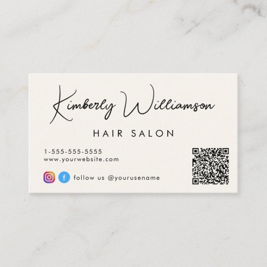 Signature Script QR Code Cream Visitekaartje (Voorkant)