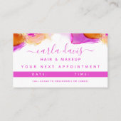 Signature Script roze Oranje Alcohol Ink Afsprakenkaartje (Voorkant)