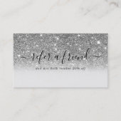 Signature Script Silver Glitter Modern Girly Aanbevelingskaartje (Voorkant)