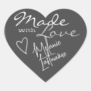 Signature Script Silver Grey Made with Love Heart Hart Sticker