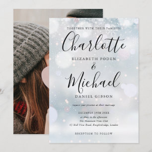 Signature Script Snowflakes Winter Weddenfoto Kaart