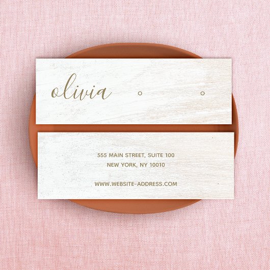 Signature Script White Wood Earring Display Mini B Mini Visitekaartje