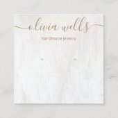 Signature Script White Wood Earring Display Square Vierkante Visitekaartje (Voorkant)