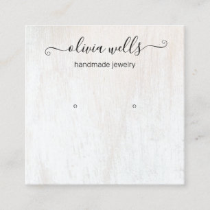 Signature Script White Wood Earring Display Square Vierkante Visitekaartje