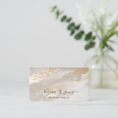 Signature Vintage Carte de visite beige or (Debout devant)