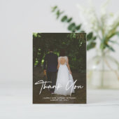 Signature | White Script Trouwfoto Dank u Briefkaart (Staand voorkant)