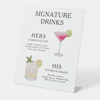 Signaturedrankjes Huwelijkscocktail Menukaart Post Reclamebord Met Voetstuk