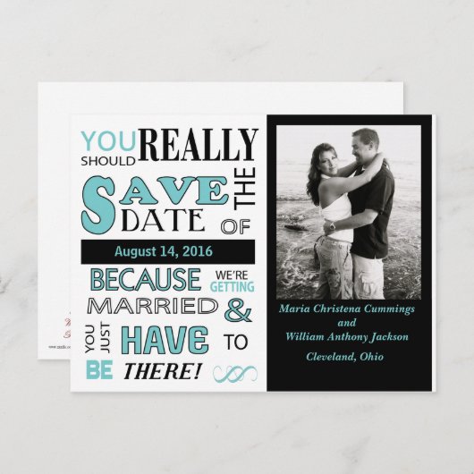 Signboard Bewaar het datum Briefkaart (blauw) (Voorkant / Achterkant)