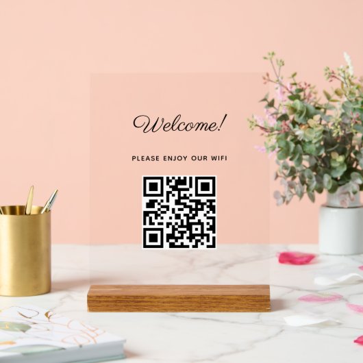 SIGNE ACrylique de bienvenue WIFI avec code QR (Mariage)
