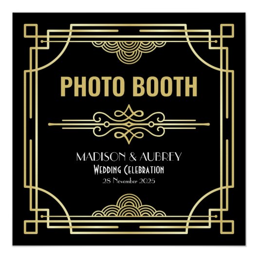 Signe Art Déco Mariage Photo Booth Gold Black Part (Devant)