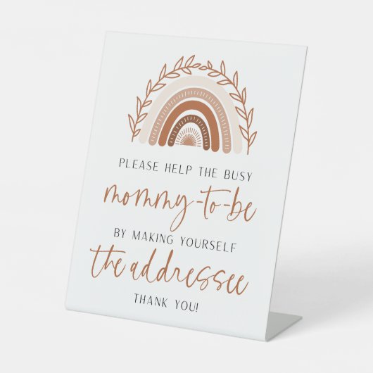 Signe d'adresse du Baby shower arc-en-ciel Boho (Recto)