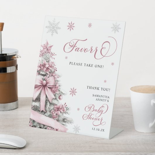 Signe de Baby shower rose de Noël d'hiver (In SItu)