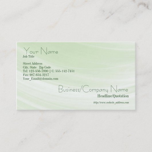 Signe de carte de visite vert (Devant)