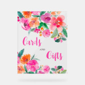 Signe de douche de mariée à script floral rose vif (Recto)