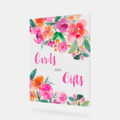 Signe de douche de mariée à script floral rose vif (Angle)