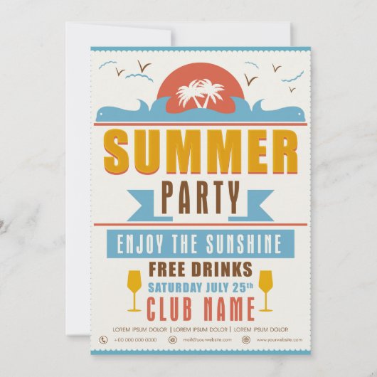 Signe de fête d'été - Invitation 5x7 (Dos)