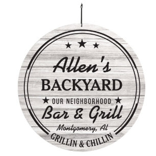 Signe de mur en PVC de notre quartier Bar & Grill