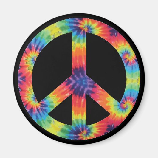 Signe de Paix Arc-en-ciel Hippie Aimant (Devant)