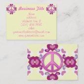 Signe de paix et cartes de visite roses de coeurs (Devant / Derrière)