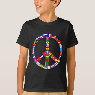 Signe de paix fait de T-shirts de drapeaux,