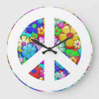 Signe de paix hippie grande horloge