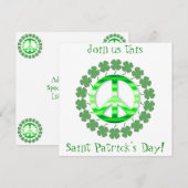 Signe de paix Lucky Green Clover Invitations (Devant / Derrière)