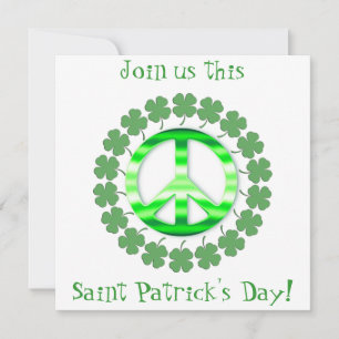 Signe de paix Lucky Green Clover Invitations