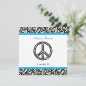 Signe de paix Zebra Invitation à la fête d'anniver (Debout devant)