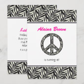 Signe de paix Zebra Invitation à la fête d'anniver (Devant / Derrière)