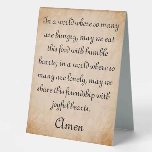 SIGNE DE PRIÈRE DE REPAS DE COEUR Humble (Recto)