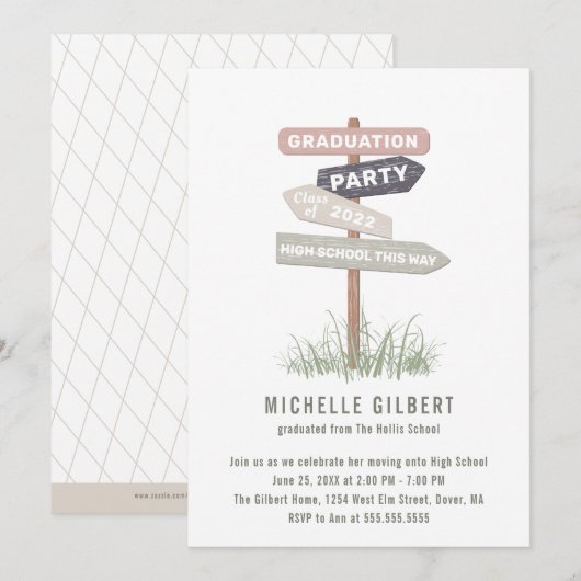 Signe de rue Invitation de la fête de fin d'études (Devant / Derrière)