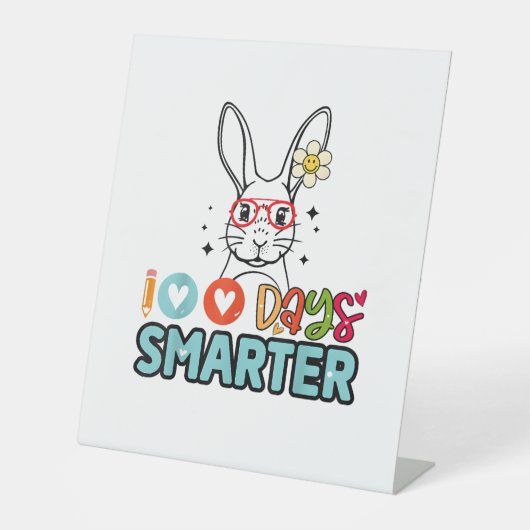 Signe De Table 100 Jours Filles Plus Intelligentes Mignonne Lapin (Recto)