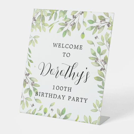 Signe De Table 100e anniversaire Botanique violet Bienvenue (Recto)