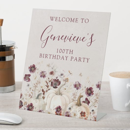 Signe De Table 100e anniversaire Citrouille Fleur sauvage Bienven (In SItu)