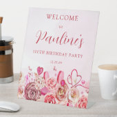 Signe De Table 100e anniversaire Rose rose Tourbillonnant Coeur B (In SItu)