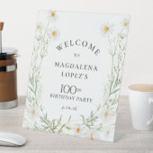 Signe De Table 100th Birthday April Birth Flower Daisy Custom (In SItu)