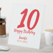 Signe De Table 10e anniversaire ajouter nom date année rouge modè (In SItu)