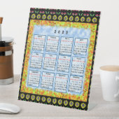 Signe De Table 12 mois Calendrier anglais de l'année 2025 (In SItu)