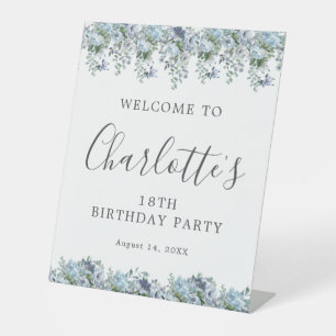 Signe De Table 18e anniversaire fête Dusty Blue Floral Bienvenue