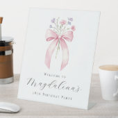 Signe De Table 18e anniversaire fête Pink Bow Fleur sauvage Bienv (In SItu)