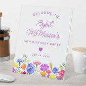 Signe De Table 18e anniversaire Purple Fleur sauvage Affiche de b (In SItu)