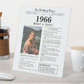 Signe De Table 1966 Birthday Newspaper Tabletop Pedestal Sign (In SItu)