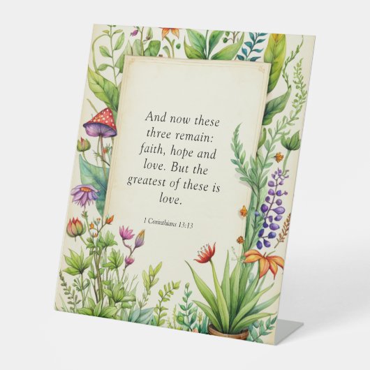 Signe De Table 1 Corinthiens 13:13 Bible chrétienne Verse (Recto)