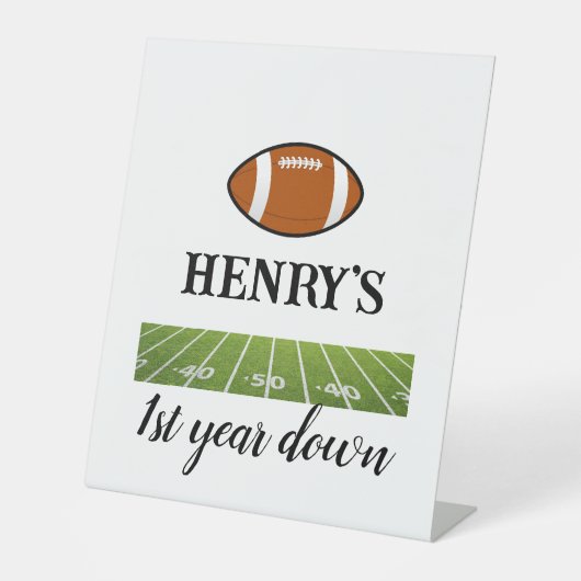 Signe De Table 1ère année de bas Football Boy's Birthday (Recto)