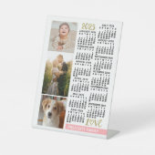 Signe De Table 2025 Calendrier Blush Pink Gold Family Photo Colla (Recto)