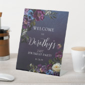 Signe De Table 21e anniversaire Moody Purple Flowers Accueil pers (In SItu)