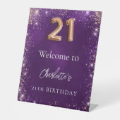 Signe De Table 21e anniversaire parties scintillant violet scinti (Recto)