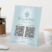 Signe De Table 2 Code QR Payer ici Cupcake Bleu Pailleté Boulange (In SItu)